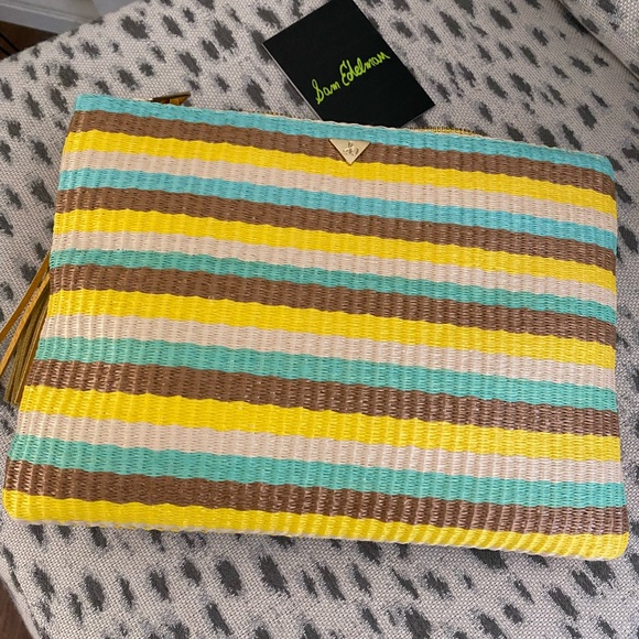 Sam Edelman nwot embroidered straw clutch - Picture 2 of 5